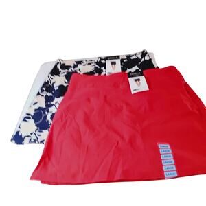 NWT Women's Rafaella L SkortSkirt TennisPickleball StretchCotton Pullon Navy Red